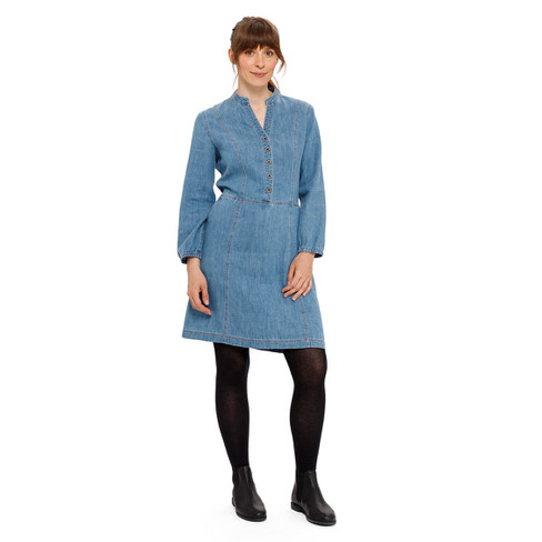 Jeanskleid aus Hanf und Bio-Baumwolle, taubenblau