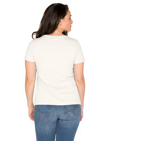 T-Shirt mit V-Ausschnitt aus reiner Bio-Baumwolle, naturweiß