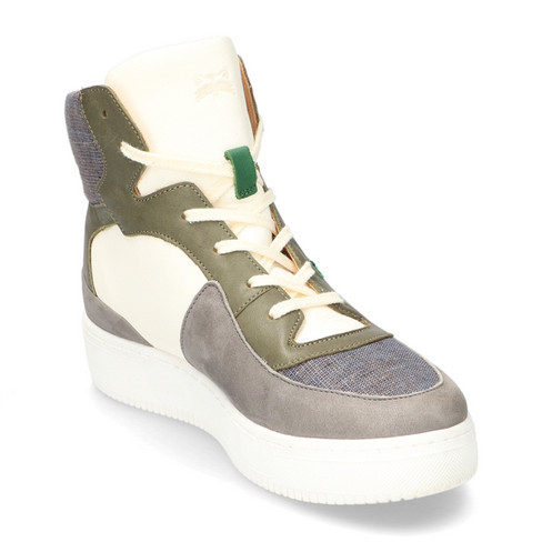 Sneaker aus Bio-Leder, grau-multicolor