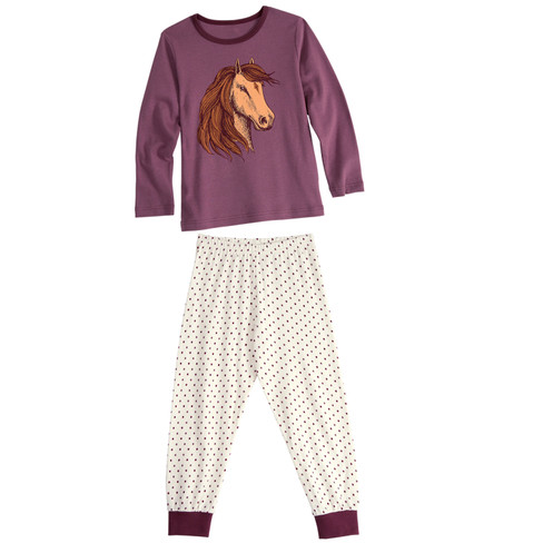 Pyjama für Pferde-Fans, mauve