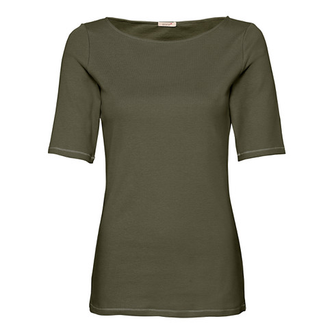 T-Shirt mit Rundhalsausschnitt aus Bio-Baumwolle, olive