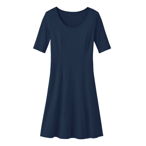 Jerseykleid in Midilänge aus Bio-Baumwolle, nachtblau
