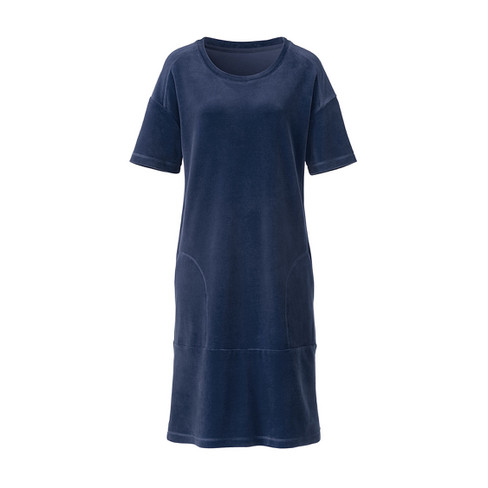 Nicki-Kleid mit Ziernähten aus Bio-Baumwolle, nachtblau