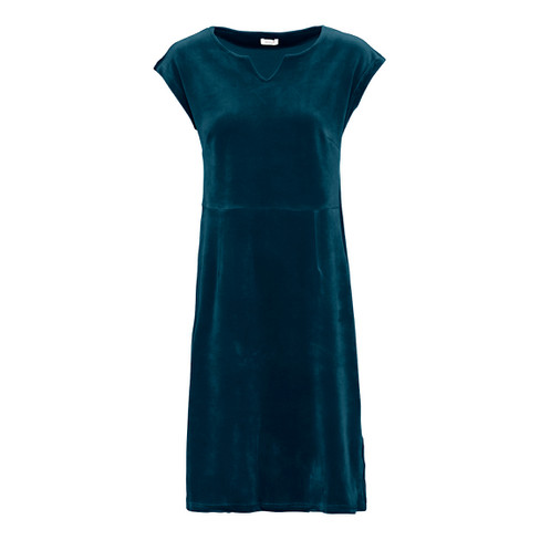 Nicki-Kleid, Kurzarm aus Bio-Baumwolle, petrol